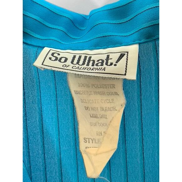 SO WHAT! Of California Women's Blue Striped V-Neck Button-Up Blouse SZ M - Picture 6 of 7